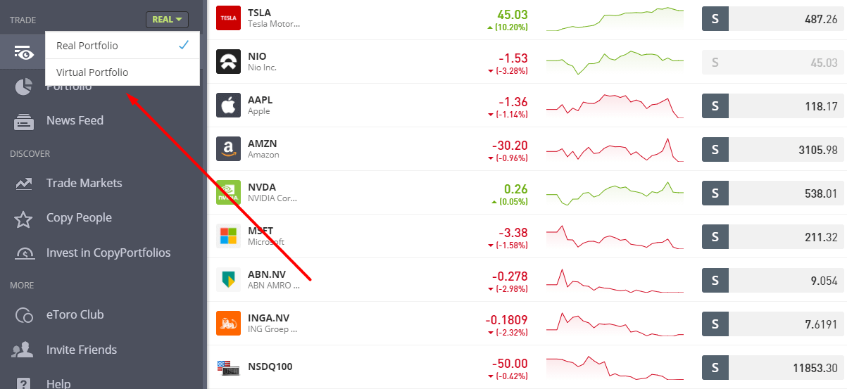 etoro demo account beleggen in aandelen