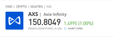 axie infinity prijs