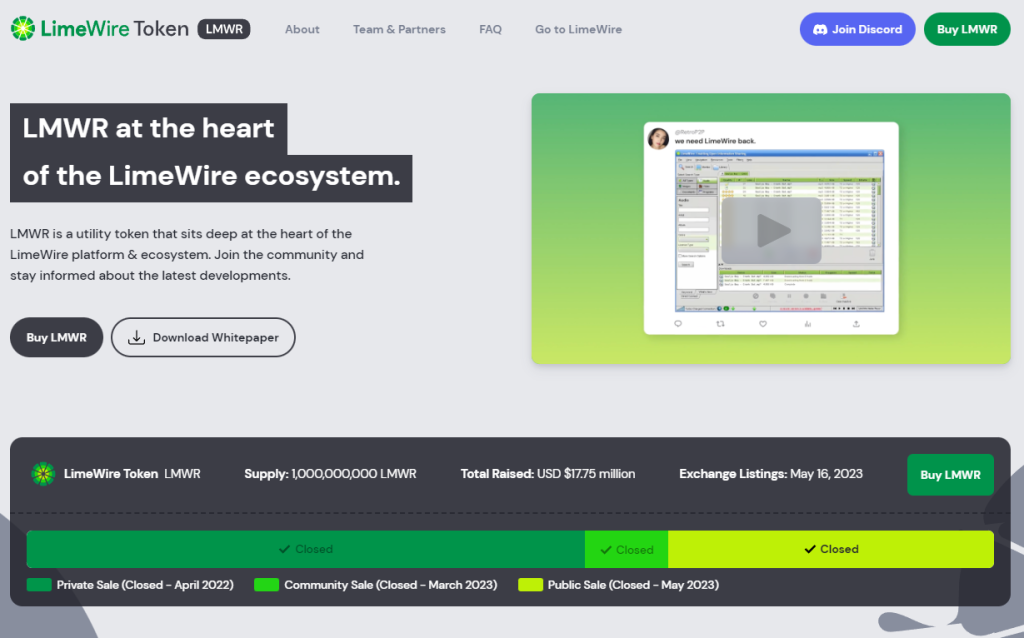 limewire crypto presale